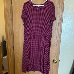 Pink and burgundy checkered dress